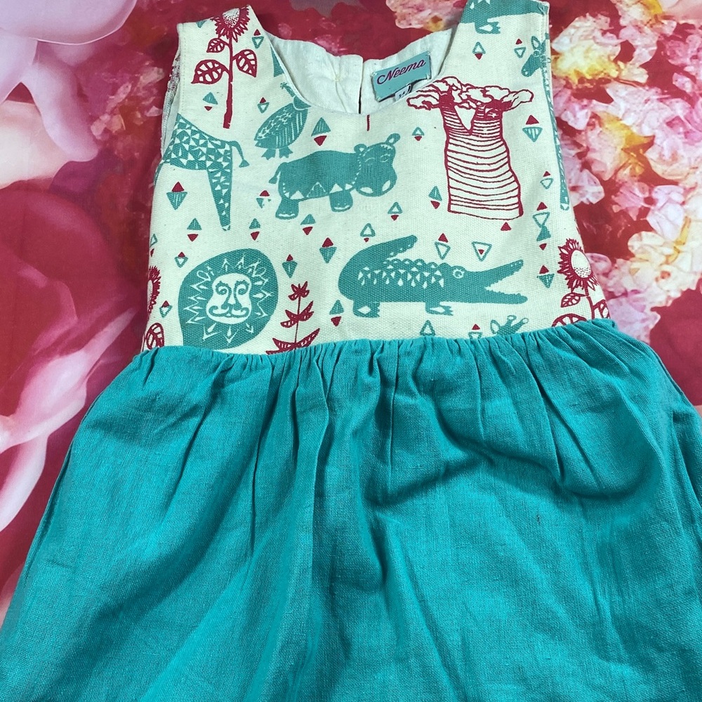 Handmade and Fair Trade Children's Safari Animals Dress | 3 Size